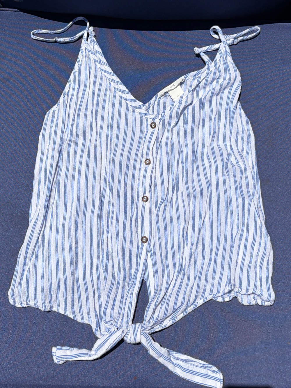 H&M Navy and White Striped Tank with Tie Details